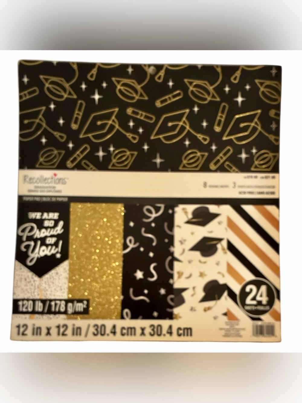 Recollections 2026 Graduation Paper Pad 12" x 12" Paper Pad 24 Sheetsl 8 Designs